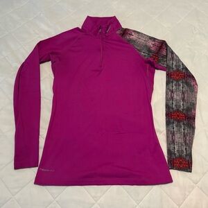 Nike Pro Combat Dri Fit Therma Fit 1/4 Zip Pullover Top Women’s Medium M Pink